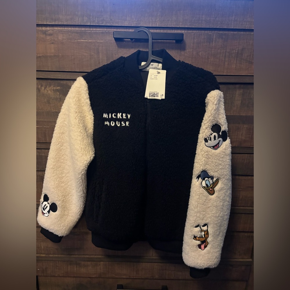 Mickey Mouse Black and Cream Fleece Jacket